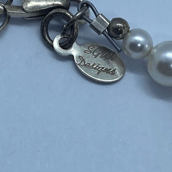 Elegant 18" SGW Designs 925 Sterling Silver, Faux Pearl & Glass Bead Necklace - Picture 8 of 8